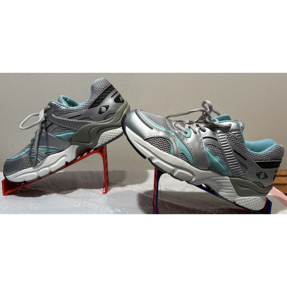 APEX BOSS Runner Orthotic Sneaker Shoe Silver/Sea Blue X527W Women's Size 10.5